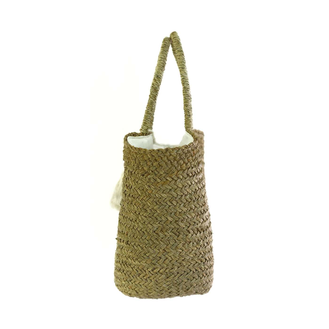 Large Straw Beach Bag with Leaf Tassel - Otcho Handmade